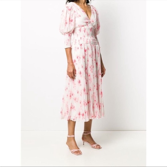 NWT Self-Portrait Floral Print Pleated Midi Dress US size 2 - Picture 3 of 13